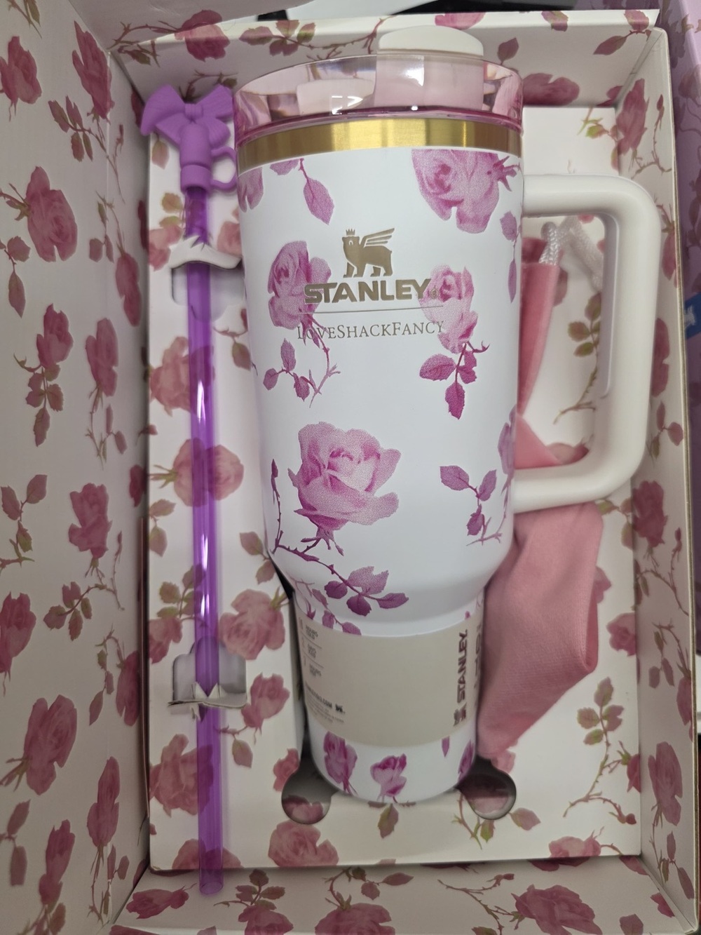 Stanley x LoveShackFancy Pink purple blue Floral Straw 40oz flowstate quencher - Picture 6 of 11